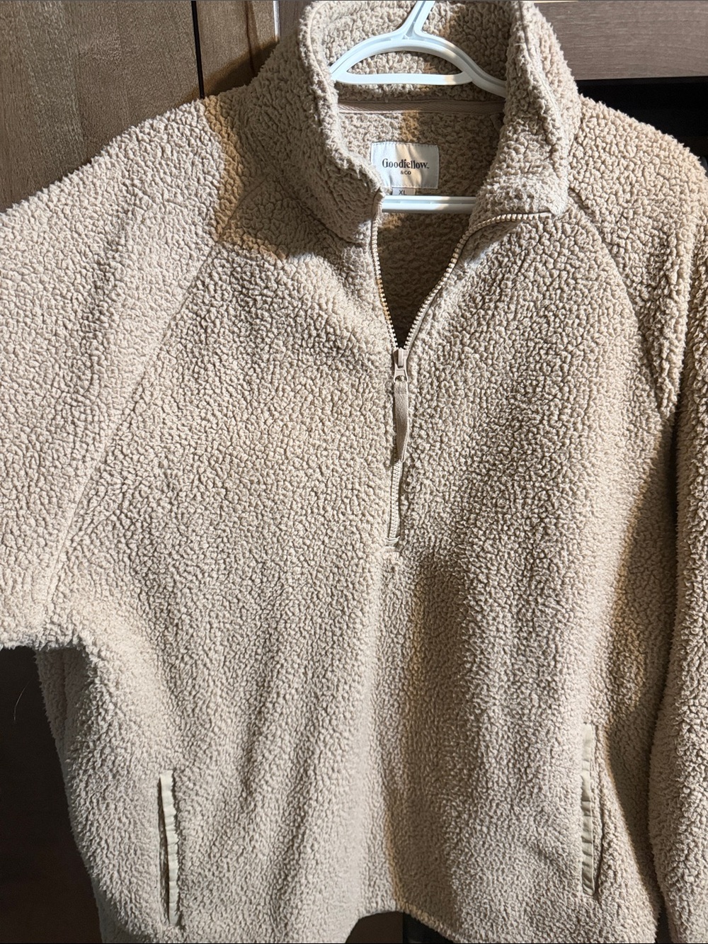Goodfellow & Co Cream Sherpa Quarter-Zip Jacket